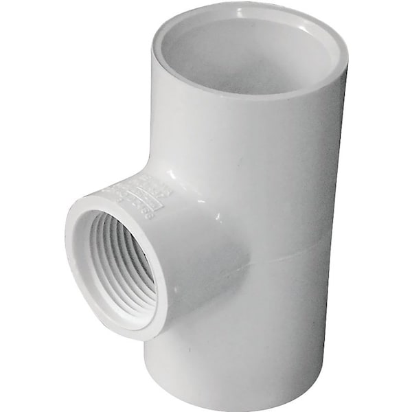 Lasco Reducing Pipe Tee, 1 x 34 in, Slip x FPT, PVC, White, SCH 40 Schedule, 450 psi Pressure 402131BC - main