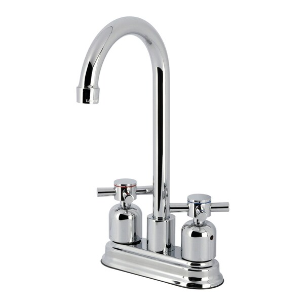 Kingston Brass Double-Handle 4" Centerset High-Arc Bar Faucet, Polished Chrome FB8491DX - main