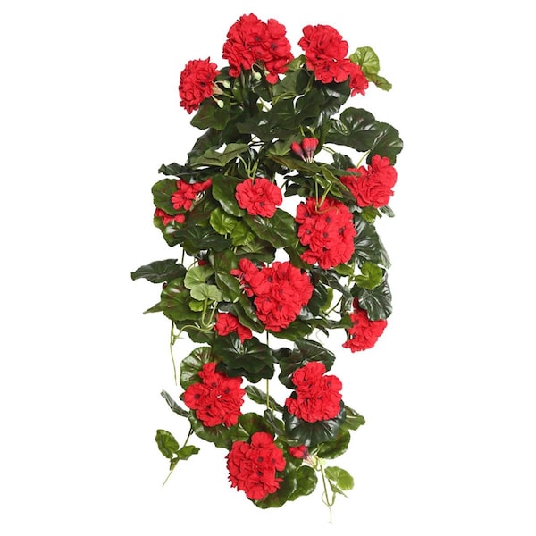 Vickerman Red Geranium Hanging Floral Bush - 29 in. FL170802 - main