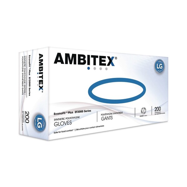Ambitex Gloves, Polyethylene, Large (Size 9), 2000 PK, Clear EFLG2000 - main