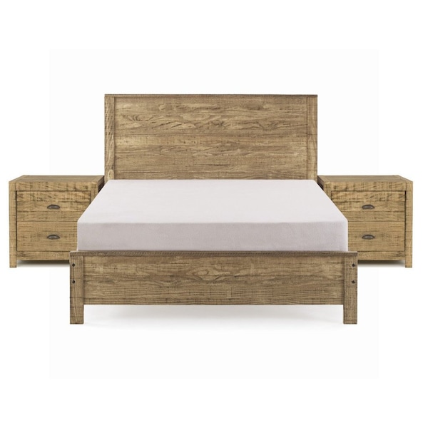 Homeroots Three Piece Walnut Solid Wood Bedroom Set 523975 - main