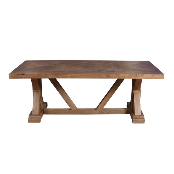 Homeroots 84" Natural Solid Wood Trestle Base Dining Table 606258 - main