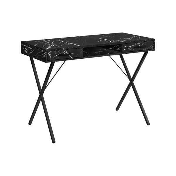 Homeroots 42" Black and White and Black Computer Desk With Two Drawers 489879 - main