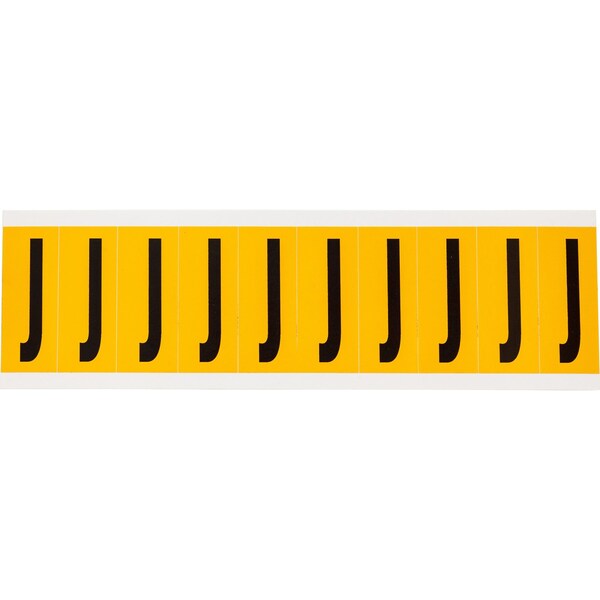 Brady Outdoor Vinyl 1.938 in Black on Yellow Letters J Card of 10 Labels, 10PK 1534-J - main