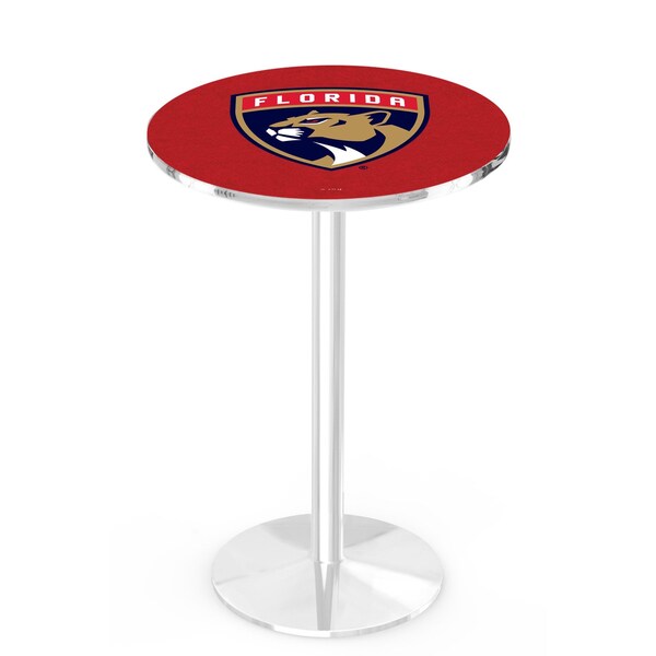 Holland Bar Stool Co 36" Chrome Florida Panthers Pub Table, 36" dia. Top L214C3636FlaPan - main