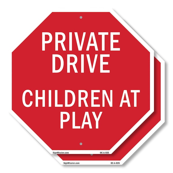 Signmission Private Drive Children at Play, 6 inch X 6 inch, Plastic Sign, 2PK OC-P-2PACK-6-35 - main