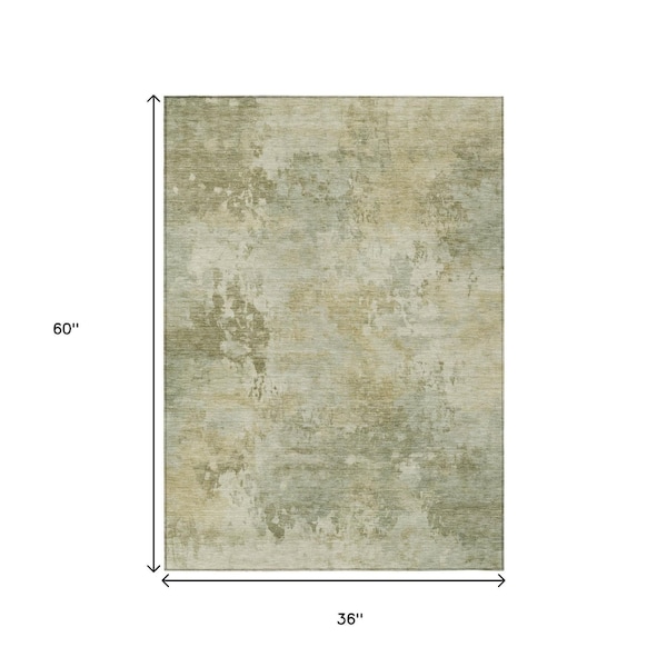 Homeroots 3' X 5' Sage And Beige Abstract Washable Indoor Outdoor Area Rug 630885 - main