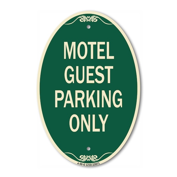 Signmission Motel Guest Parking Only, 12 Inch X 18 Inch Architectural Oval, Heavy Gauge Aluminum A-OV-G-1218-23871 - main