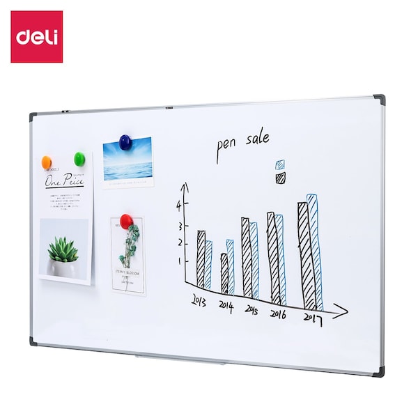 Deli Whiteboard 48x72, Smooth Dry-Erase, Aluminum Frame, Tray E39037A - main