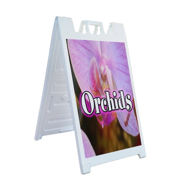 Signmission Orchids, A-Frame & 2 Decals Installed, Heavy-Duty Plastic Frame SBHD-D-2436-Orchids - main