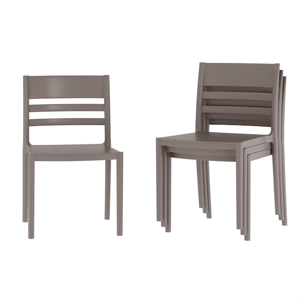Flash Furniture Bridgeport Stacking Patio Chairs w/Slatted Backrest, All-Weather Resin Chairs, Gray, 4PK 4-DHF-317-APP-GRY-GG - main