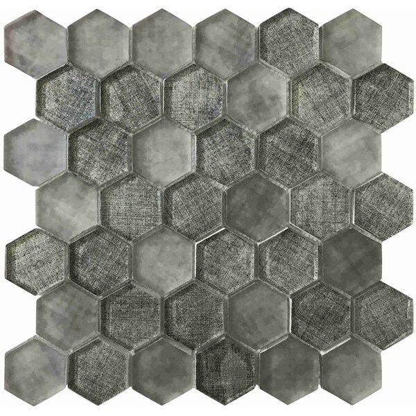 Apollo Tile Coin Gray 11.8 in x 11.8 in Glass Glossy Floor and Wall Mosaic Tile 4.83 sqft/case, 5PK APLSRA8810A - main
