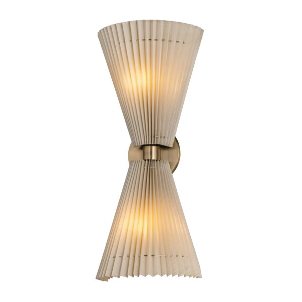 Troy Lighting Dell 9in wide 2 Light Wall Sconce in Patina Brass B8021-PBR - main