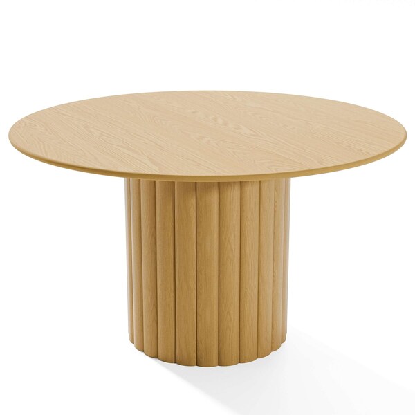 Homeroots 52" Brown Solid Wood Pedestal Base Round Top Dining Table 720987 - main
