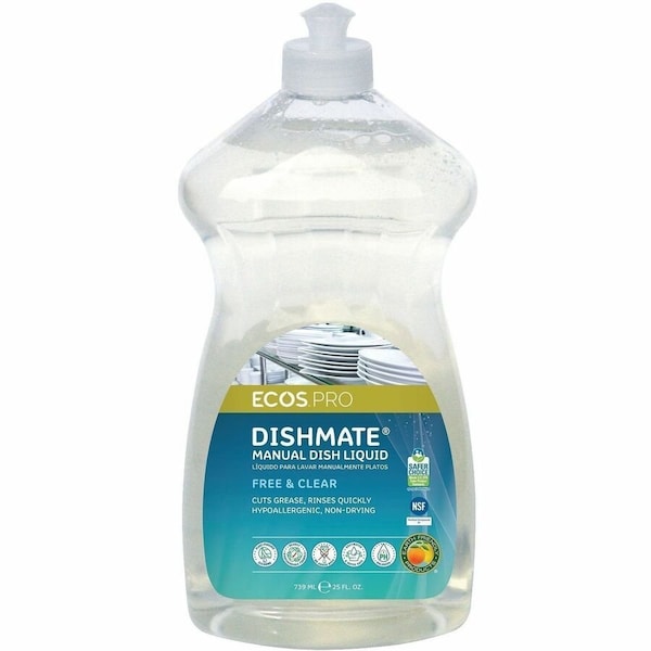 Ecos Dish Soap, Hand Wash, 25 oz, Bottle, Liquid, Unscented, Biodegradable, 6 PK PL9721/6 - main