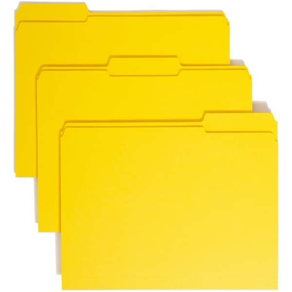Smead File Folders, 1/3 Cut, Reinforced Top Tab, Letter, Yellow, 100/Box 12934 - main