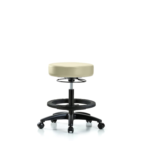 Blue Ridge Ergonomics Bench Stool, Med, Vinyl, BF, Casters, Wht BR-VMBSO-RG-BF-RC-8501 - main