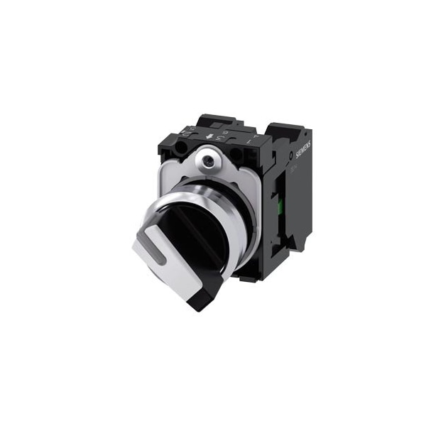 Siemens Selector switch, illuminable, 22 mm, round, metal, shiny, white 3SU1150-2BF60-3MA0 - main