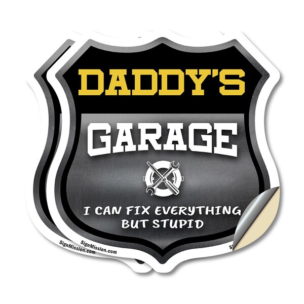 Signmission Daddy's Garage I Can Fix Everything But Stupid, 6 inch X 6 inch, Vinyl Decal, 2PK SHI-D-2PACK-6-490-DADDY - main
