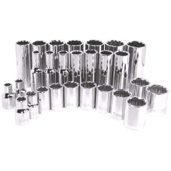 K-Tool International 3/8" Drive, 18mm Metric Socket, 12 Points, Chrome, Deep, 3/8"Drive, 18mm KTI-27418 - main