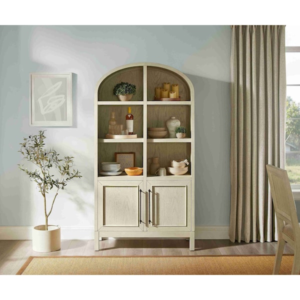 Martin Furniture Modern Wood Arched Display Cabinet/Bookcase, Office Shelving, Storage Cabinet, Fully Assembled, White IMOL4076DW - main