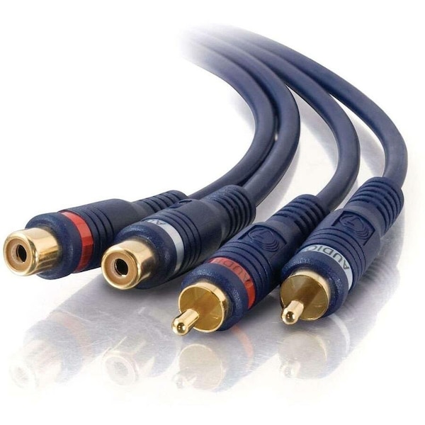 C2G 25ft Velocity RCA Stereo Audio Extension Cable - RCA Male - RCA Female - 25ft - Blue 13042 - main
