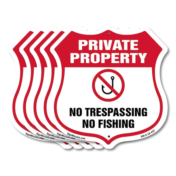 Signmission Private Property Shield Sign No Trespass, 12 inch X 12 inch, Aluminum Metal Sign, 5PK SHI-A-5Pack-12-447 - main