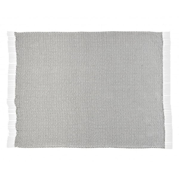 Homeroots 50" X 60" Gray and White Woven Cotton Geometric Throw Blanket with Fringe 516606 - main