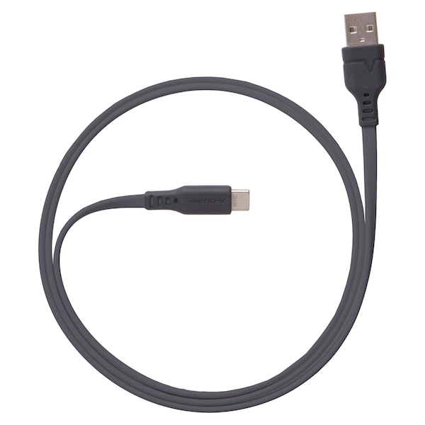 Ventev Flat Usb A To Usb C High Speed Tangle-free Cable 3.3ft, Gray FC3-GRYBX-266510 - main