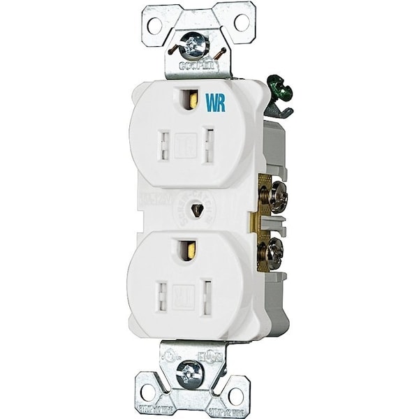Eaton Wiring Devices Straight Blade Receptacle, 5-15R, 15 A, 125V AC, 2 Pole, 3 Wire, Flush Mount, Grounded TWRBR15WBXSP - main