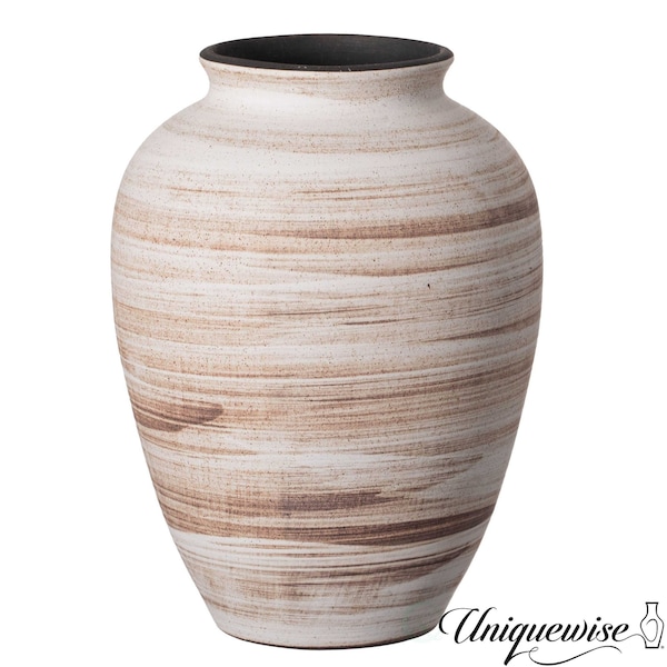 Uniquewise 8in Ceramic Rustic Vintage Decorative Vase Natural Pottery Jar for Flowers - Home Decor Accent QI004787 - main