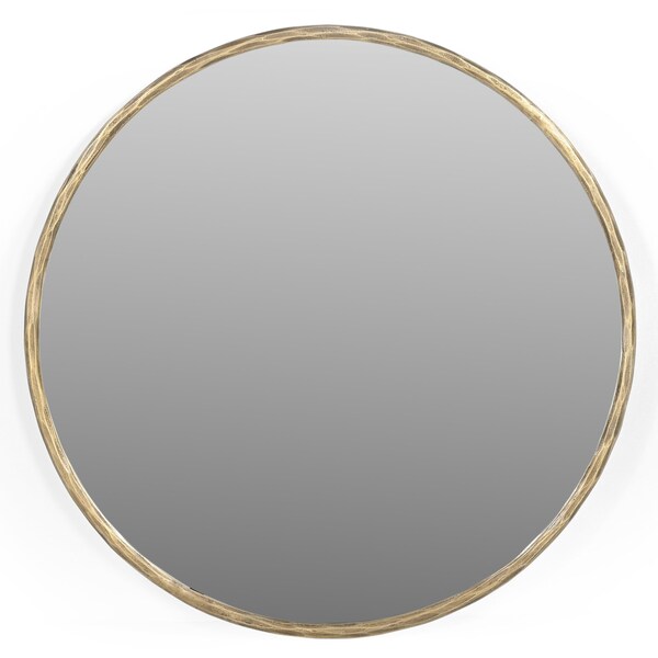Homeroots 24" Brass Round Iron Framed Accent Mirror 605304 - main