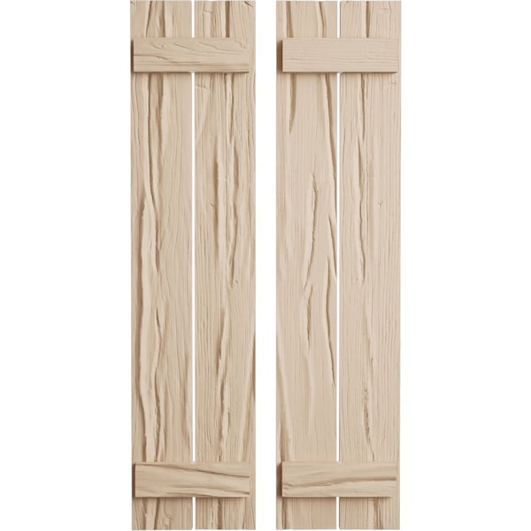 Ekena Millwork Rustic Two Board Spaced Board-n-Batten Riverwood Faux Wood Shutters, 11 1/2W x 46H, PR SHUBSS11X46RWPR - main