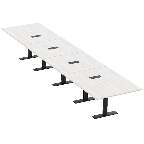 Skutchi Designs 20ft Rectangular Conference Table With Power | Harmony Series | 20 Person Meeting Room Table HAR-REC-48x240-T.BK-WA7976-EBLK - main