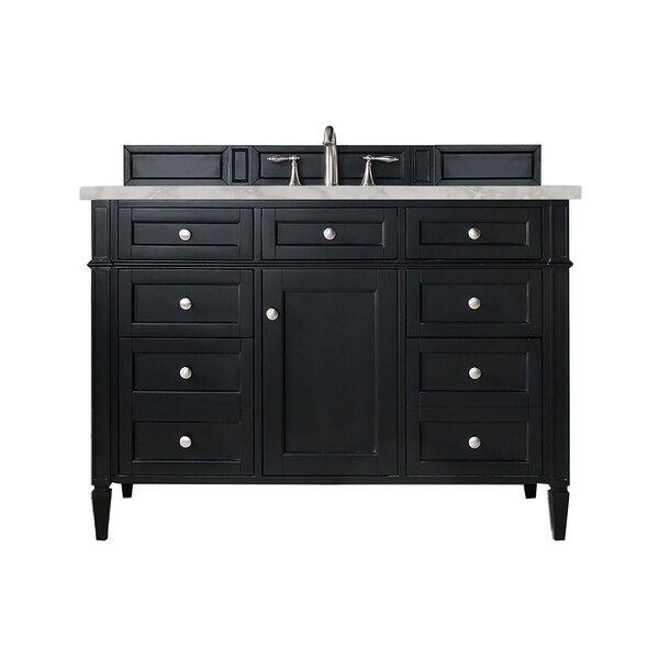 James Martin Vanities Brittany 48'' S Vanity, Black Onyx w/ Victorian Sil Silestone Top w/FreePower Wireless Charger 650-V48-BKO-FVSL - main