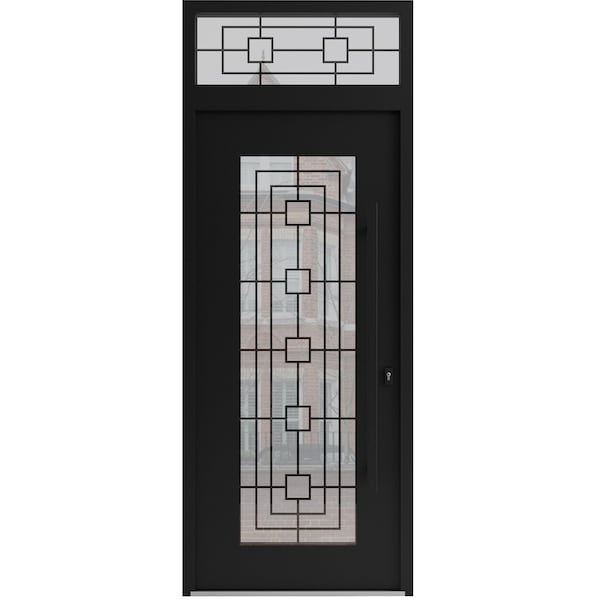 Vdomdoors Aluminum Door Iron 1688 Black Entry Steel Metal Classic Painted 36 x 94 (36 x 80+14)-Left Inswing IRON1688EXD-BLK-W36xH80+14-LH-I - main