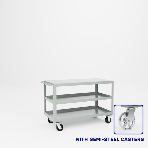 Pucel Heavy Duty Shop Truck, 48 in W x 24 in D x 33.5 in H, Three Shelves, Push Handle, Light Blue 2448-DT-3S - main