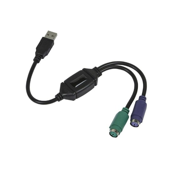 Sanoxy PS/2 Dual PS2 to USB 2.0 Converter Active Adapter Cable for Computer Mouse, Keyboard-Black SANOXY-VNDR-PS2-cable - main