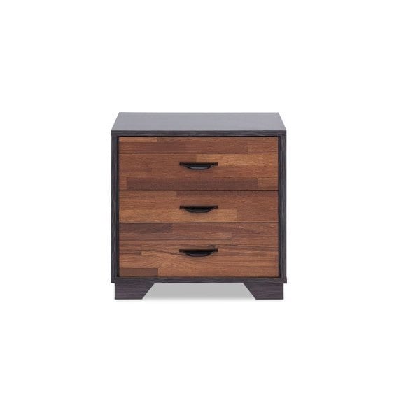 Homeroots 19" Espresso And Walnut Brown Three Drawer Wood Nightstand 286443 - main