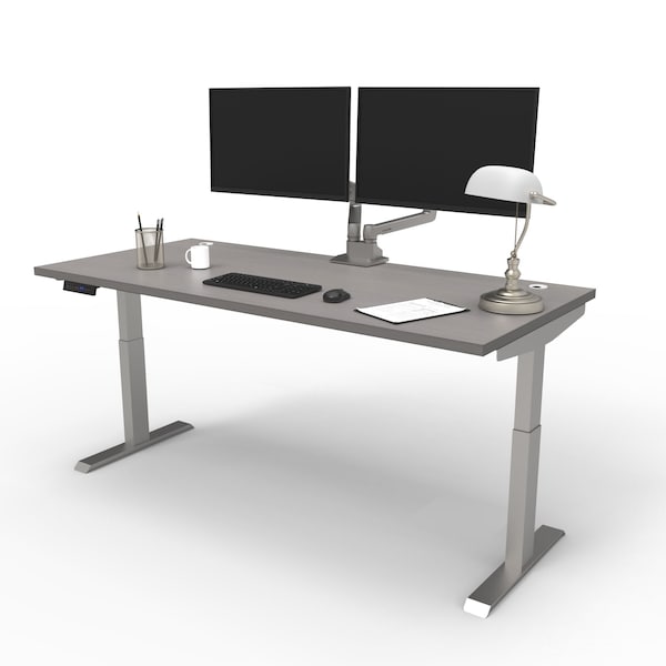 We'Re It Electric Sit Stand Desk, 46.25 H, 30 W X Laminate wood, metal, Brushed Silver, Sarum Twill VL22BS7230-8827 - main