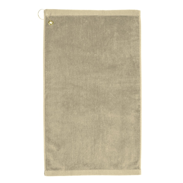 Towelsoft Premium 16 inch x 26 inch Velour Golf Towel with Corner Hook &Grommet Placement-Beige Golf-GV1201CL-BEG - main