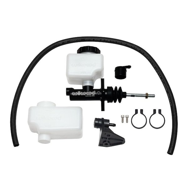 Wilwood BRAKE MASTER CYLINDER Compact Remote Reservoir 1 Inch Bore Size Single 18 Inch NPT Outlet Port 260-10375 - main