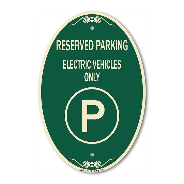 Signmission Reserved Parking - Electric Vehicles Only Wi, 12 In X 18 In Architectural, Heavy Gauge Aluminum A-OV-G-1218-23151 - main