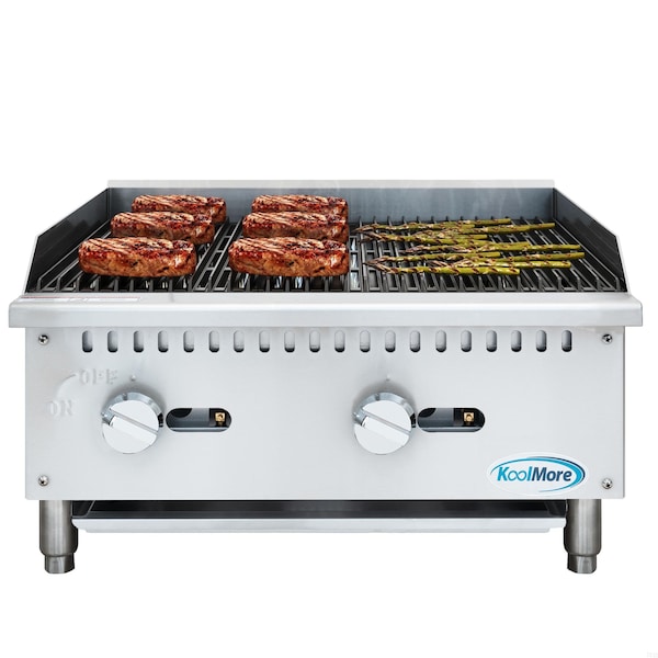 Koolmore 24 in. Commercial 2-Burner Natural Gas Charbroiler with 60,000 BTU in Stainless-Steel KM-GCB2-24M KM-GCB2-24M - main