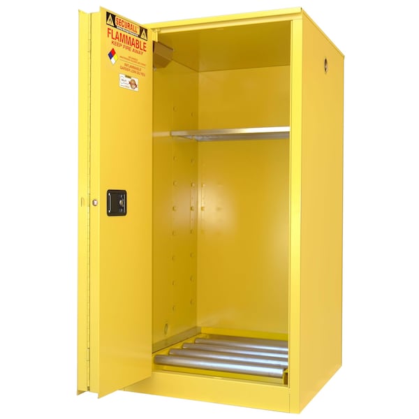 Securall Flammable Drum Storage Cabinet, 75 Gallon, 1 Shelves, 43 in W x 65 in H x 31 in D, Yellow V275 - main