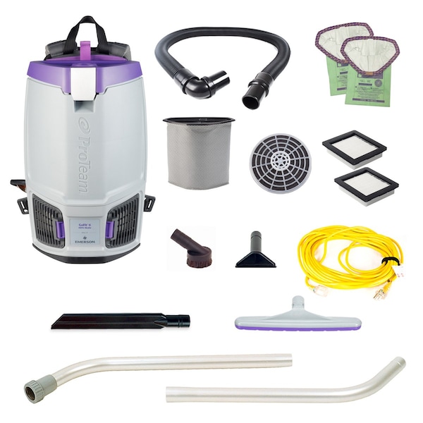 Proteam GoFit 6, 6 qt. Backpack Vacuum w/ Xover Multi-Surface Two-Piece Wand Tool Kit 107697 - main
