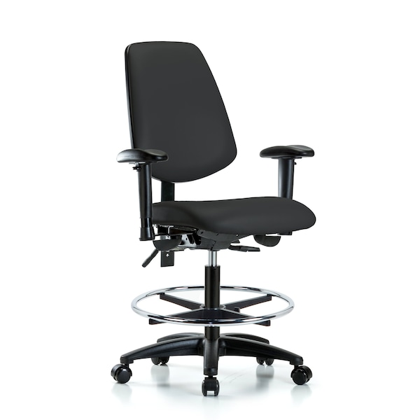 Blue Ridge Ergonomics Medium Bench Chair Adjustable Arms, 22" to 29" Height, Vinyl, Black BR-VMBCH-MB-RG-T0-A1-CF-RC-8540 - main