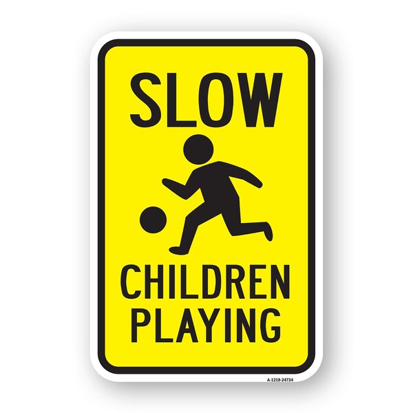 Signmission Slow Children Playing, Heavy-Gauge Aluminum Rust Proof Parking Sign, 18" x 24", A-1824-24734 A-1824-24734 - main