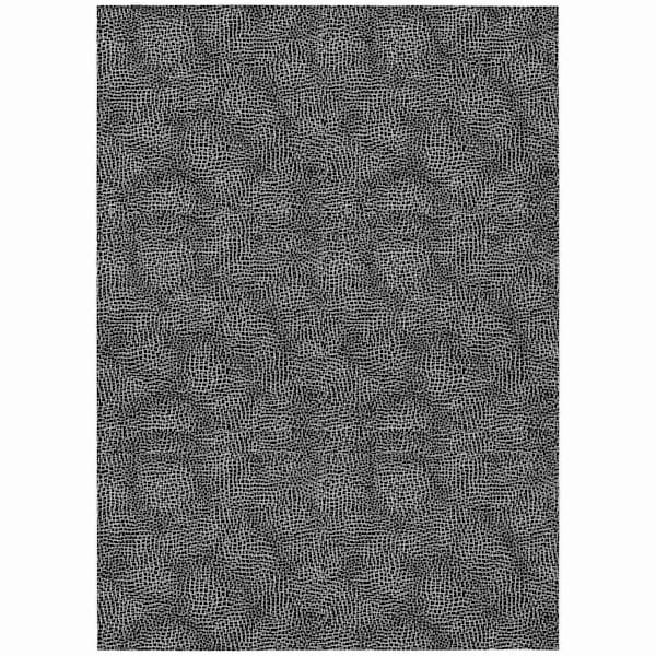Homeroots 5' X 8' Black And Ivory Geometric Washable Indoor Outdoor Area Rug 602342 - main
