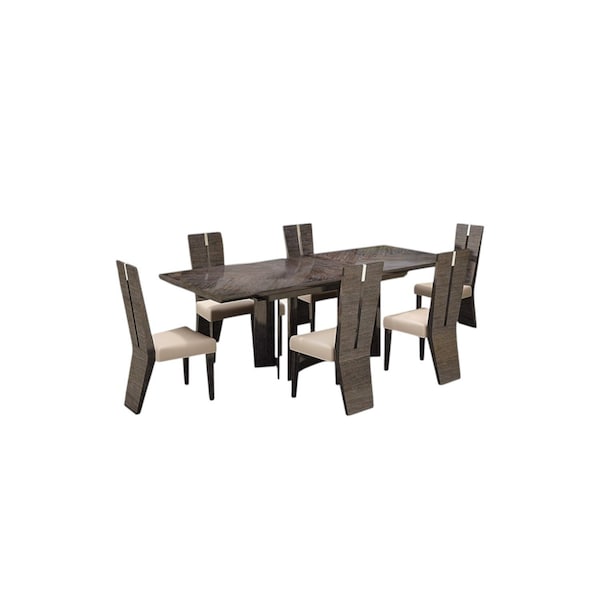 Homeroots Seven Piece Gray Dining Set with Six Chairs 366215 - main